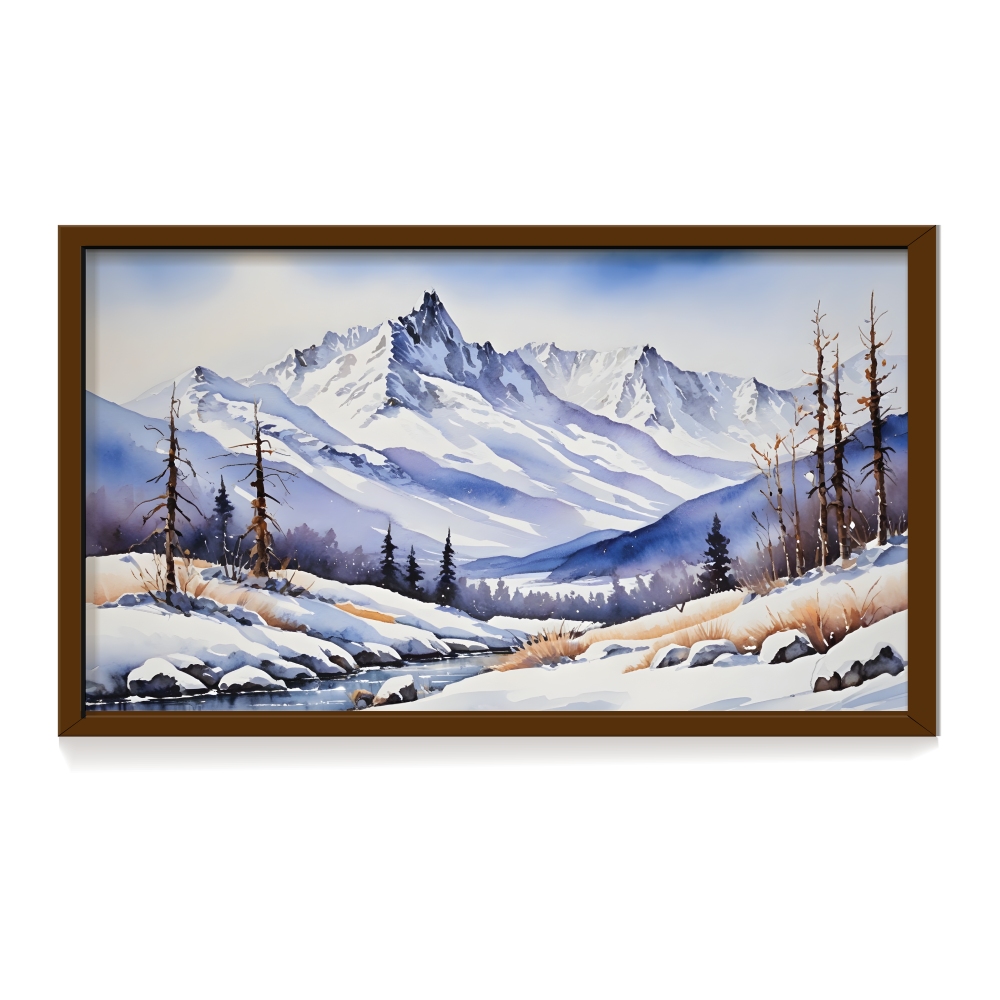 Winters Embrace, landscape painting, brown framed painting for wall decor - arts fiesta online art gallery
