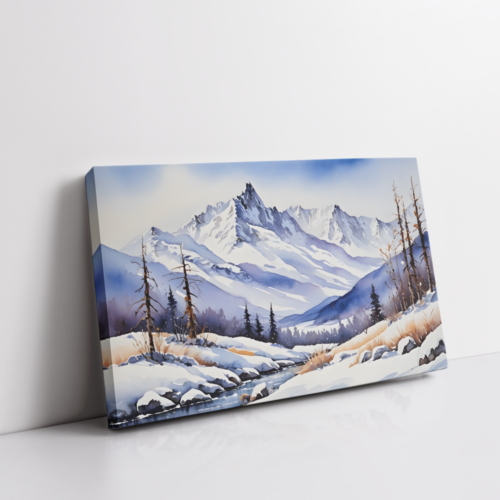 Winter's Embrace, landscape painting stretched canvas gallery wrapped canvas, for wall decor - Arts Fiesta Online Art Gallery