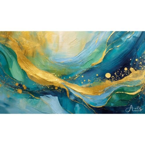 Golden Waves, Abstract Digital Art Print, Canvas Print, by Arts Fiesta, Online Art Gallery