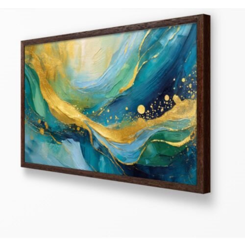 Golden Waves, Abstract Digital Art, Brown Framed by Arts Fiesta, Online Art Gallery