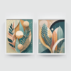 Bohemian Vibe frame set Boho art, abstract painting white framed print, for wall decor - Arts Fiesta Online Art Gallery