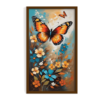 Butterfly Art abstract painting brown framed print, for wall decor - Arts Fiesta Online Art Gallery