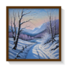 Rural Winter, landscape painting, brown framed painting for wall decor - arts fiesta online art gallery