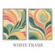 White floater frame boho wall art featuring palm leaves, modern minimalist design, perfect for living room, bedroom, or office decor, nature-inspired digital print.