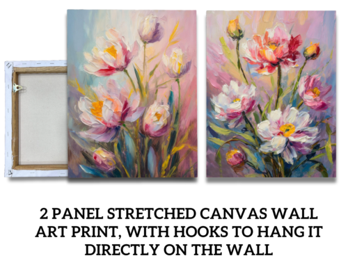Flower painting, stretched canvas for wall decor - arts fiesta