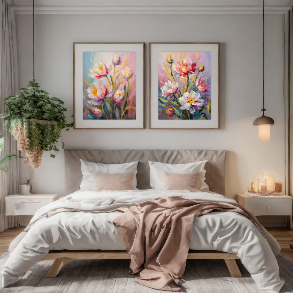 Abstract Flowers 3 and 4 painting, interior decor look - Arts Fiesta online Art Gallery