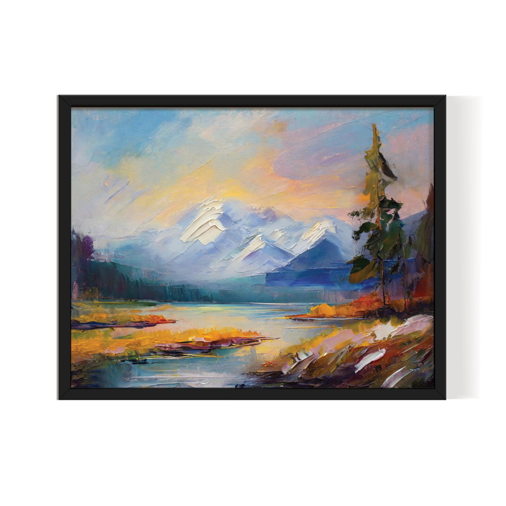 Landscape Love black frame-01 Wilderness, landscape painting, black framed painting for wall decor - arts fiesta online art gallery