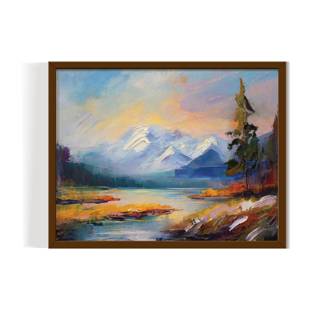 Landscape Love brown frame-01 Wilderness, landscape painting, brown framed painting for wall decor - arts fiesta online art gallery