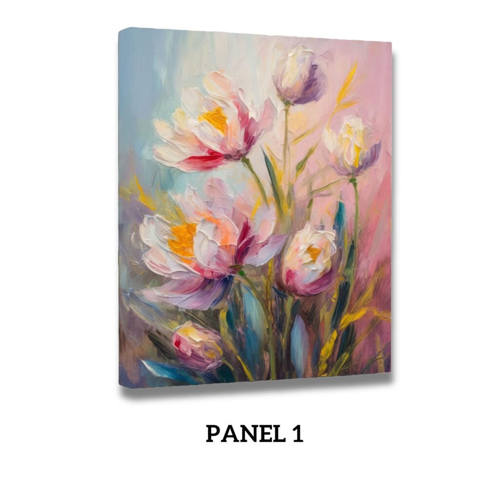 Flower abstract painting Panel 1 - 2 frame sets, wall decor