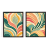 Palm leaves, frame set Boho art, abstract painting black framed print, for wall decor - Arts Fiesta Online Art Gallery