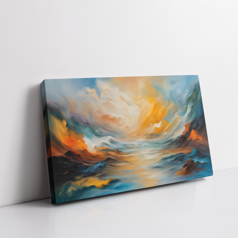 Rustic Landscape abstract painting stretched canvas gallery wrapped canvas, for wall decor - Arts Fiesta Online Art Gallery