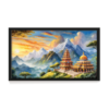 Silent prayers, temple landscape painting, black framed painting for wall decor - arts fiesta online art gallery