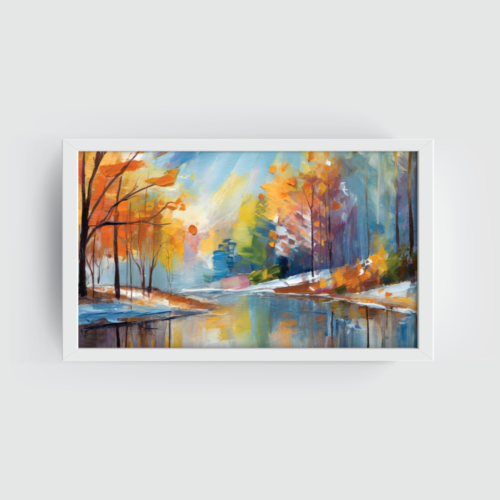 Wilderness, landscape painting, white framed painting for wall decor - arts fiesta online art gallery