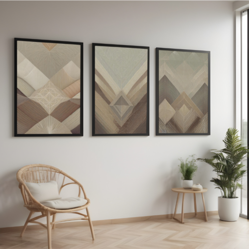 Wood Lines, set of 3 frames - interior decor look 2 - Arts Fiesta