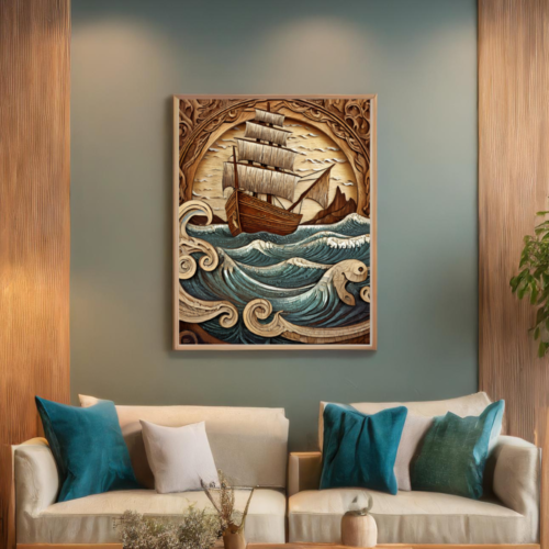 Wooden Ship Art - interior decor look 1 - Arts Fiesta