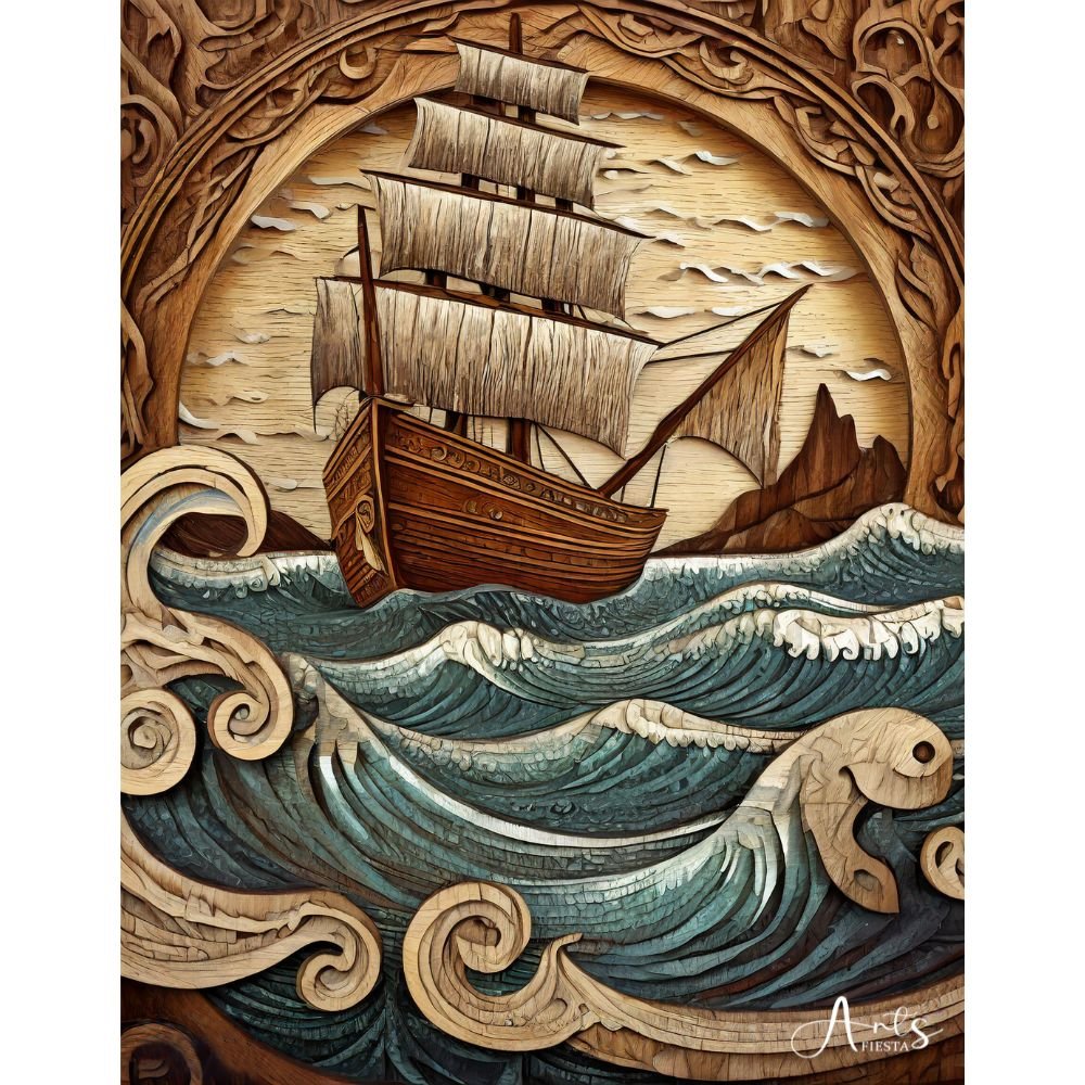 Wooden Ship Art - Abstract Art Print - Arts Fiesta