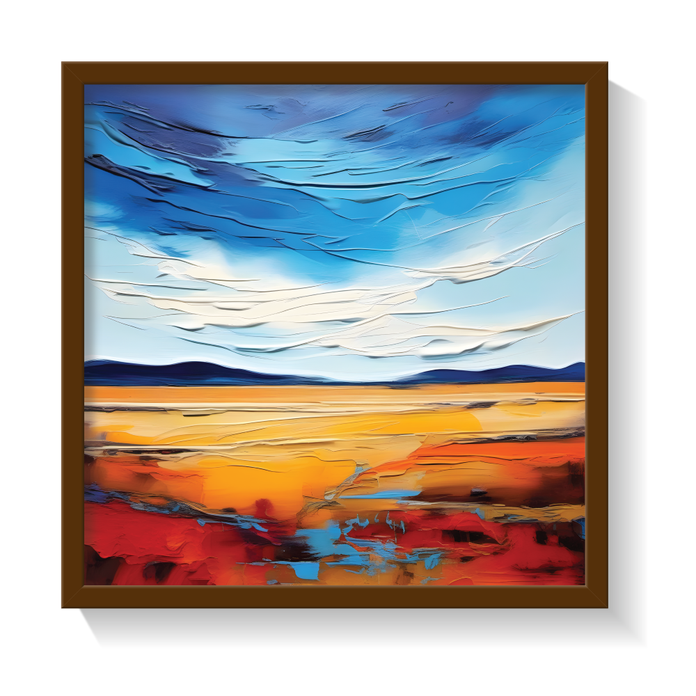 abstract textured landscape brown frame-01-01 Textured abstract landscape abstract painting brown framed print, for wall decor - Arts Fiesta Online Art Gallery