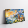 Silent prayers, temple landscape painting, stretched canvas, gallery wrapped canvas for wall decor - arts fiesta online art gallery