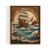 Wooden Ship brown framed print, for wall decor - Arts Fiesta Online Art Gallery
