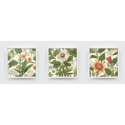 Botanics Art frame set Boho art, abstract painting white framed print, for wall decor - Arts Fiesta Online Art Gallery