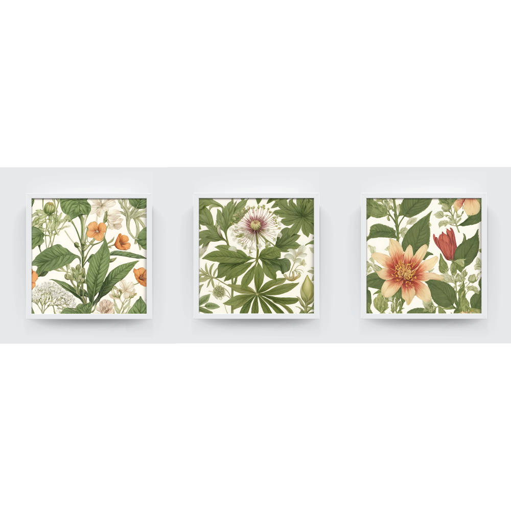 Botanics Art frame set Boho art, abstract painting white framed print, for wall decor - Arts Fiesta Online Art Gallery