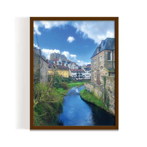 Dean Village Scotland Landscape brown framed print by Arts Fiesta