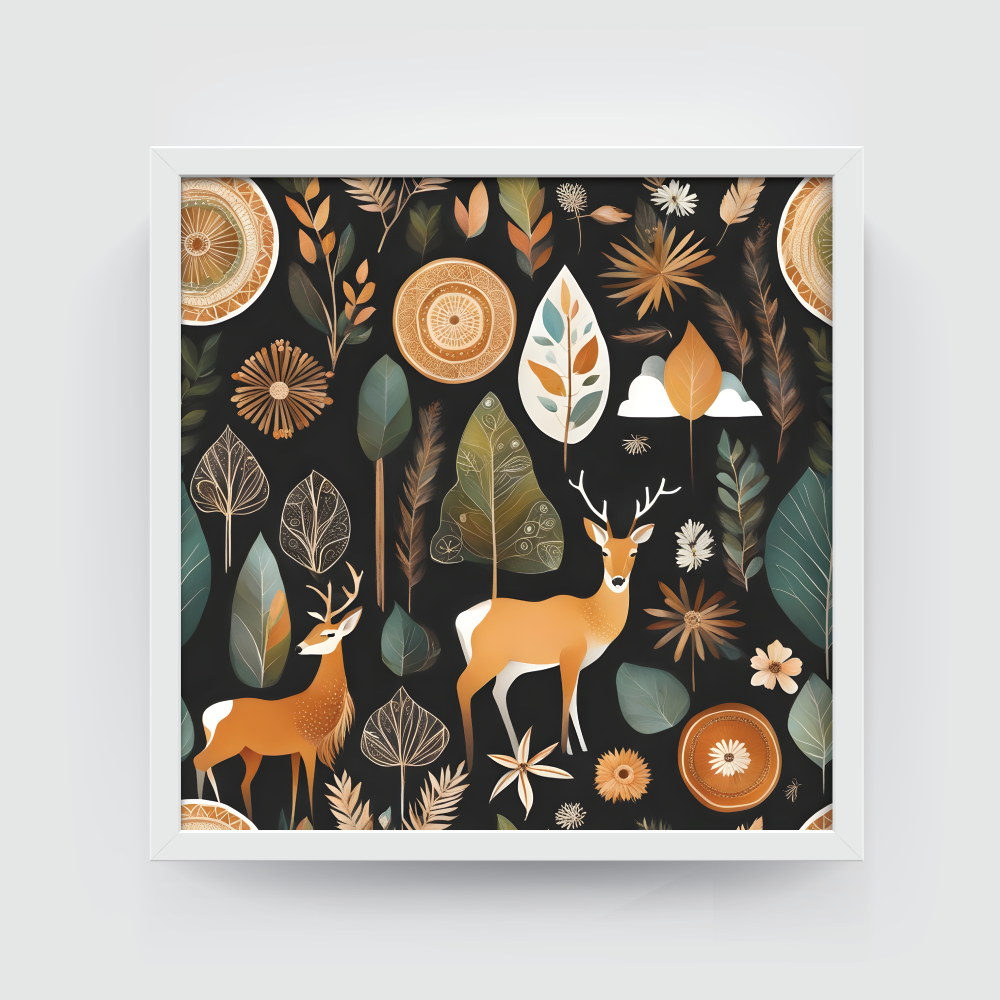 Boho Nature Full White Frames Boho Nature Full, Boho art, abstract painting White framed print, for wall decor - Arts Fiesta Online Art Gallery