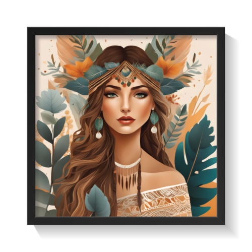 Boho Culture, wall art, Boho art, abstract painting black framed print, for wall decor - Arts Fiesta Online Art Gallery