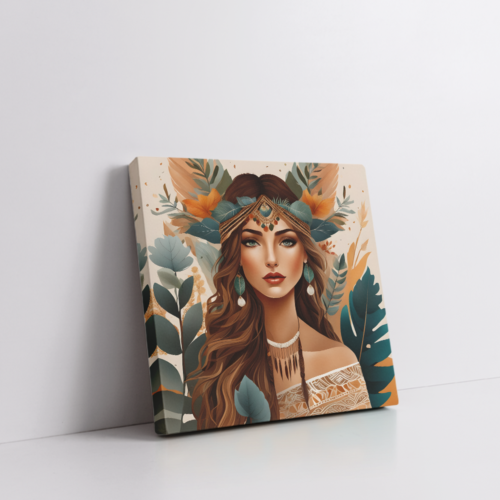 Boho Culture, wall art, Boho art, abstract painting stretched canvas framed print, for wall decor - Arts Fiesta Online Art Gallery
