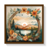 Framed Sunset Boho art, abstract painting brown framed print, for wall decor - Arts Fiesta Online Art Gallery