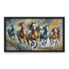 7 Running Horses Painting, canvas landscape painting, black framed painting for wall decor - arts fiesta online art gallery
