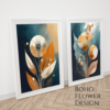 Flower Aesthetics 1, Boho paintings, white framed Art, by Arts Fiesta art gallery