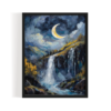 Crescent Moon, landscape painting black framed art, by Arts Fiesta