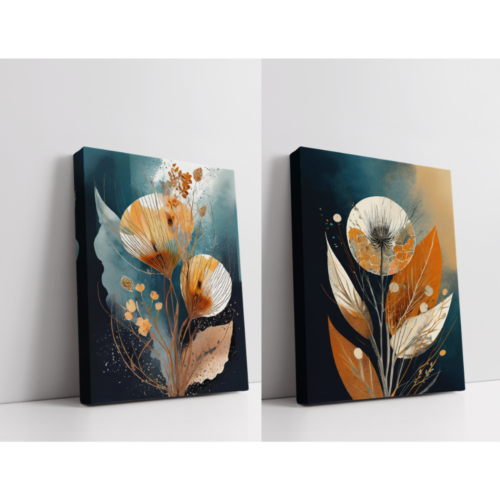 Flower Aesthetics 1, Boho paintings, stretched canvas Art, by Arts Fiesta