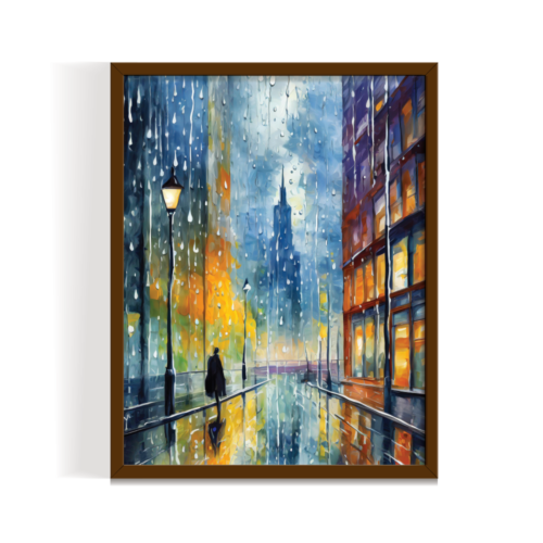 Urban Monsoon, semi abstract painting brown framed art, by Arts Fiesta