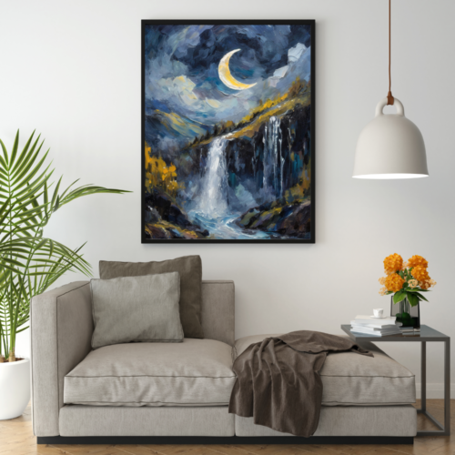 Crescent Moon, landscape painting by Arts Fiesta