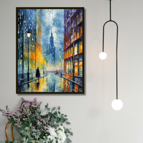 Urban Monsoon, semi abstract painting for wall decor, by Arts Fiesta