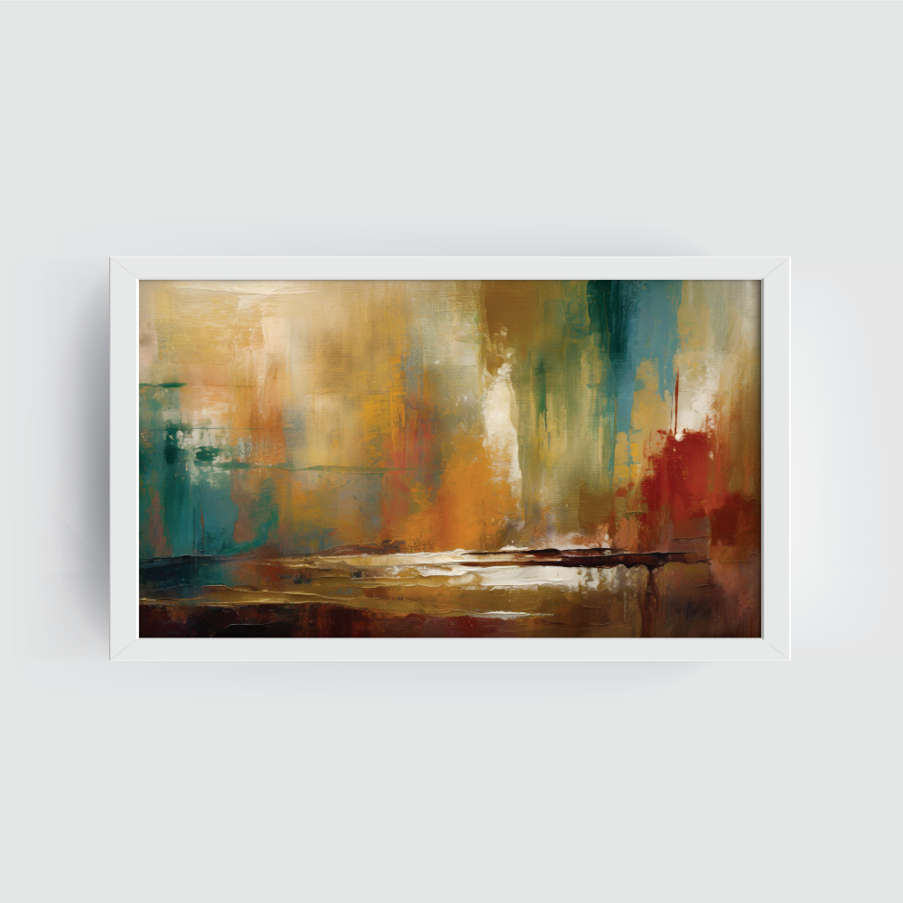 Earthbound Whisperswhite frame-01 Earthbound Whispers White Frame, Abstract Painting for Wall Decor, Arts Fiesta Art Gallery