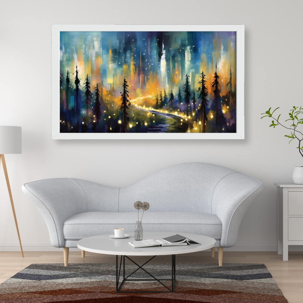 Forest Lights Interior wall look Abstract Painting for Wall Decor, Arts Fiesta Art Gallery