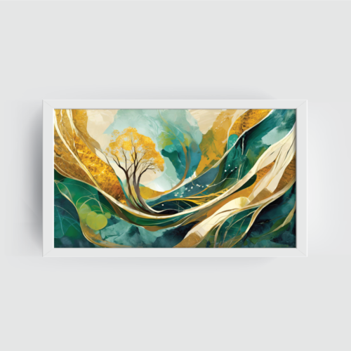 Abstract Nature Love White Frame, Abstract Painting for Wall Decor, Arts Fiesta Art Gallery