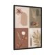 Modern boho botanical wall art featuring earthy abstract floral and leaf illustrations, framed in an black brown wooden frame