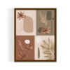 Modern boho botanical wall art featuring earthy abstract floral and leaf illustrations, framed in an espresso brown wooden frame
