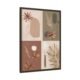 Modern boho botanical wall art featuring earthy abstract floral and leaf illustrations, framed in an black brown wooden frame