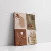 Modern boho botanical wall art featuring earthy abstract floral and leaf illustrations, framed in an stretcehd canvas wooden frame
