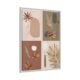 Modern boho botanical wall art featuring earthy abstract floral and leaf illustrations, framed in an white wooden frame