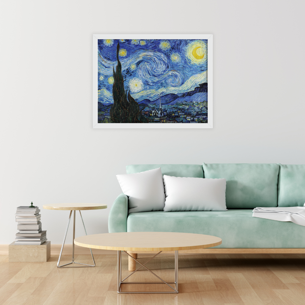 The Starry Night By Vincent Van Gogh, famous painting, vintage painting interior look