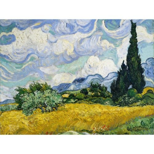 Wheat Field with Cypresses By Vincent Van Gogh, famous painting, vintage framed painting, van gogh paintng print