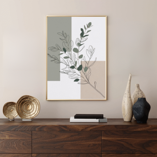 Botanics Charm is a modern botanical line art print with earthy tones and abstract shapes. Perfect for minimalist, boho, and Scandinavian-style interiors.