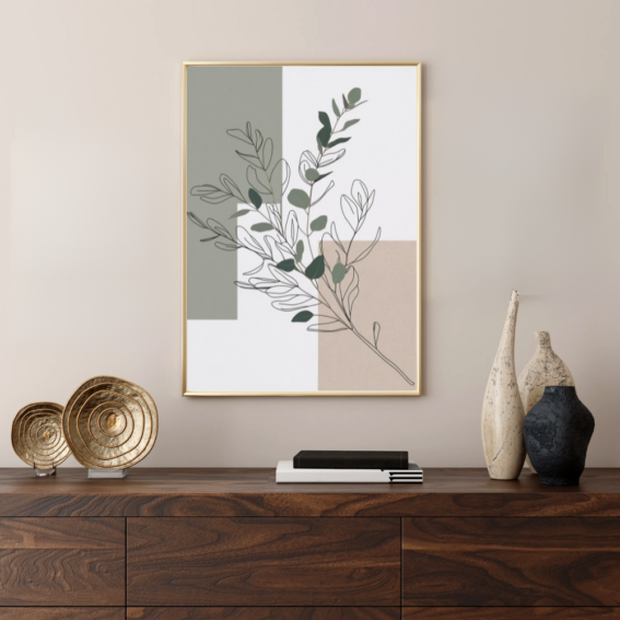 Botanics Charm is a modern botanical line art print with earthy tones and abstract shapes. Perfect for minimalist, boho, and Scandinavian-style interiors.