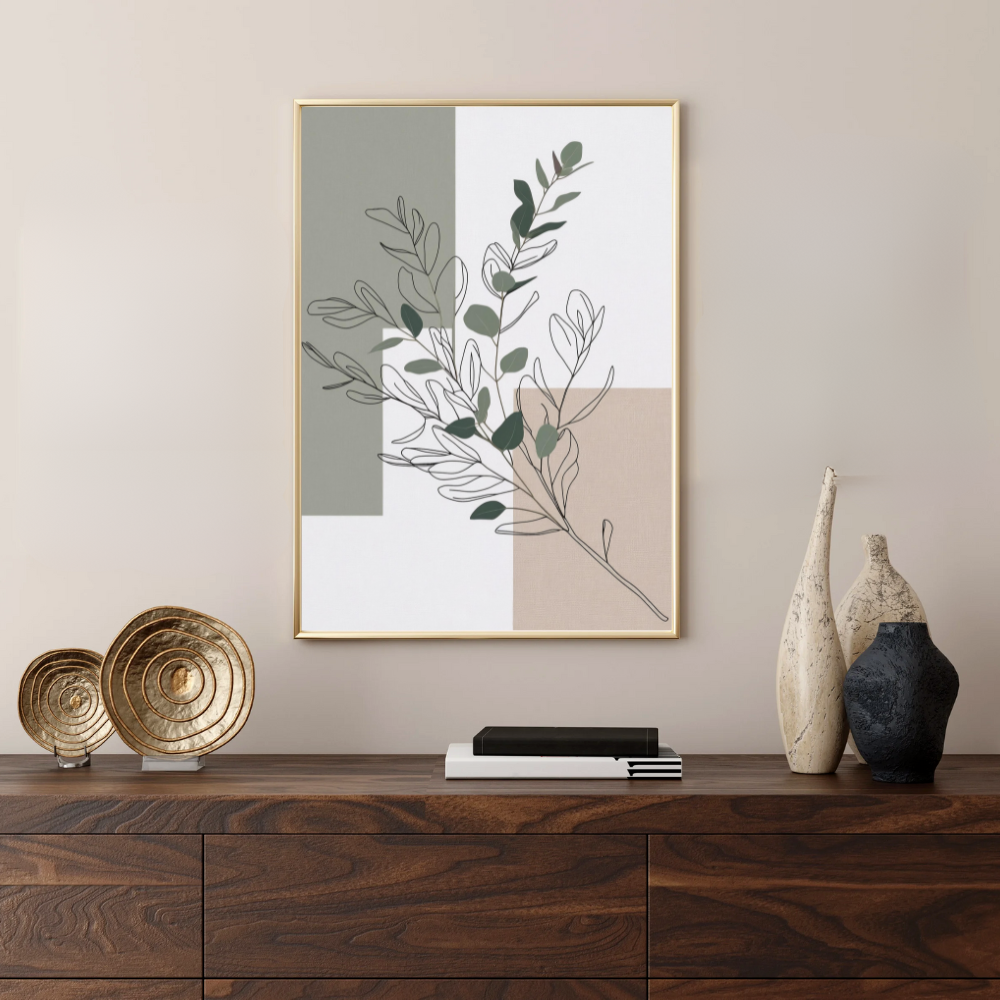 Botanics Charm is a modern botanical line art print with earthy tones and abstract shapes. Perfect for minimalist, boho, and Scandinavian-style interiors.
